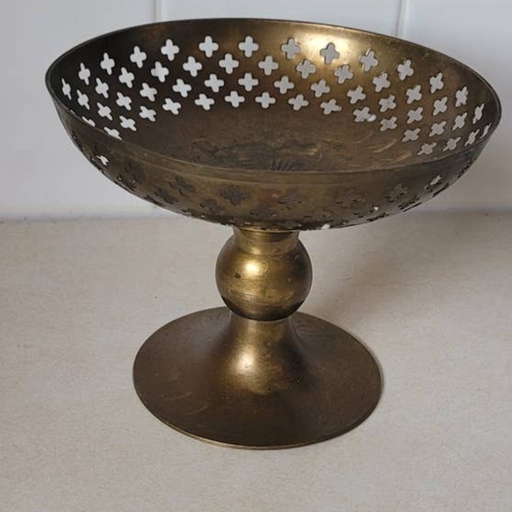 Solid Brass Pedestal Candy or Trinket Dish